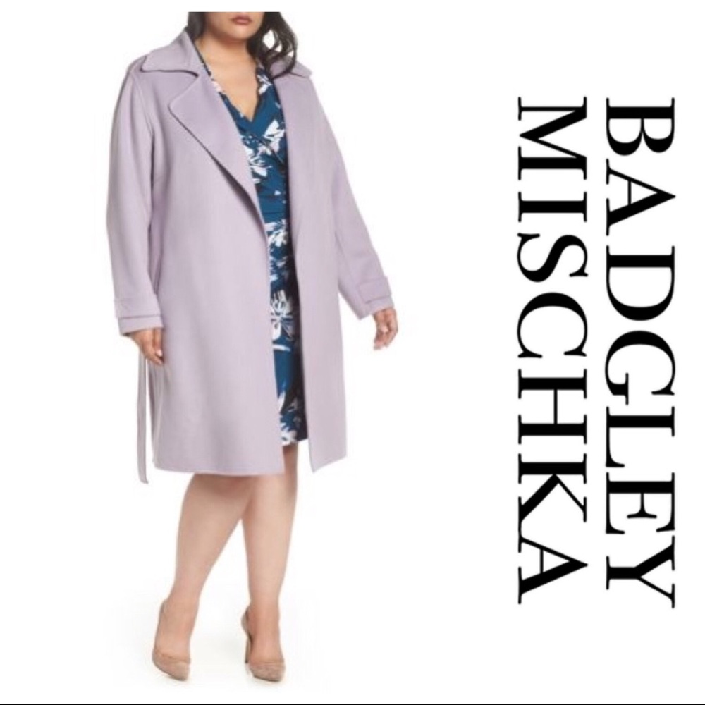 Badgley Mischka lavender wool coat NWT 1X